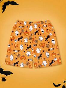 Notgurli 3pcs Halloween Loungewear Bottoms (Black&Orange) – Matching Outfits For Brothers Featuring Pumpkin Prints Perfect For Casual Lounging At Home - Multicolor - View 5