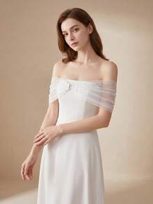 1 Pair Fashion Bridal Wedding Dress Arm Cover Mesh Shawl, Wedding Ceremony Accessory Photography Shawl, Semi-Transparent Mesh Tulle Sleeve Cover, Adds Playful Touch To Simple Wedding Dress, Versatile For Multiple Styles - Multicolor - View 10