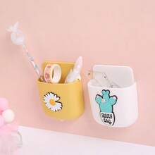 1pc Wall-Mounted Remote Control Holder With Phone Charging Station, No-Drill Adhesive Installation. Bedside Minimalist Storage For Remote, Glasses, Keys, Sturdy And Durable, Perfect Storage Solution For Tech Enthusiasts In Small Spaces - View 6