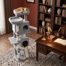 HaluPeit Multi-Tiered Cat Tree Suitable For Corners, Perfect For Small Apartments And Multi-Cat Households. - Light Grey - View 4