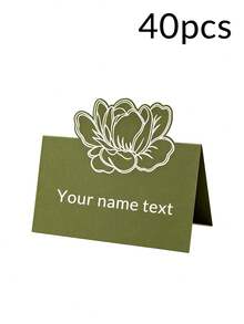 Customized Paper Name Wedding Place Cards, Olive Green Floral Die-Cut Tent Style Table Name Cards, Wedding Banquet Reception Party Table Decor, Suitable For Wedding Banquet, Dinner Party Table Decoration - Multicolor - View 9