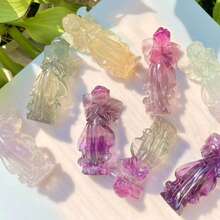 1pc Natural Decorative Stone - Stunning Rainbow Stone Angel Random Style, Beautiful Colors (Purple, Pink, Gray, Green, Yellow, Brown), Each Angel Has Different Color, Suitable For All Holiday Gifts, Best For Spring Or Summer, Perfect Gift For Her - Multicolor - View 10