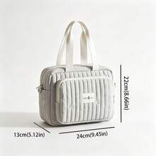 1pc Mommy Bag, Cute Bear Embroidery Shoulder Bag, Mommy Tote Storage Bag, Suitable For Mom's Daily Use - Gray Star Moon - View 4