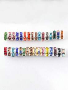 Christmas1/20 Pcs Red Green White 8mm Crystal Rhinestone Spacer Beads Set - Perfect For DIY Jewelry Making, Bracelets, Necklaces And Craft Gifts - Multicolor - View 5