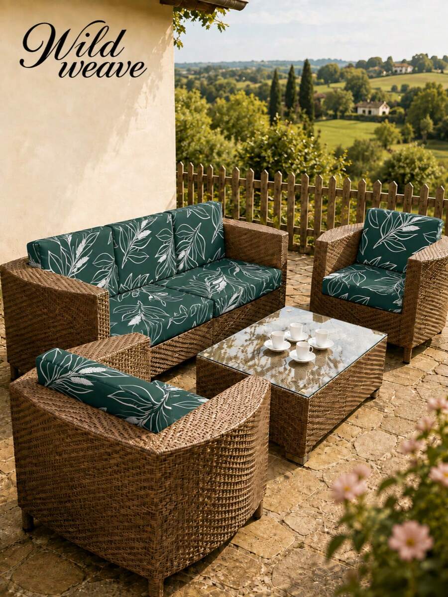 1pc Tropical Rainforest Leaf Print Milk Silk Sofa Cover, High Elasticity Dust-Proof Removable Washable All-Season Sofa Slipcover, Suitable For Patio, Garden, Poolside And Multiple Occasions, Single Piece Not Set Sofa Protector
