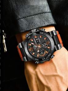 LIGE Men's Sports Watch Fashion Dual Display Luminous Alarm Waterproof Electronic Watch - Black - View 8