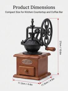 Vintage Ferris Wheel Manual Coffee Grinder, Solid Wood Base, Cast Iron Retro Hand Crank Coffee Bean Grinder, Classic Nostalgic Design, Home Coffee Bar Countertop Decor, Precise Conical Grinding, Suitable For Pour-Over Coffee Home Accessory - Multiple Styles and Colors - View 2