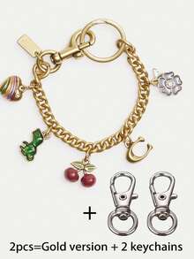1/2pcs Cherry Strawberry Bag Charm, Women's Bag Chain Accessory, Cherry Crossbody Bag Pendant - Multicolor - View 12