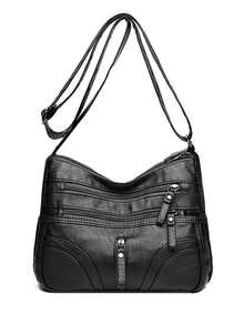 New Multi-Functional Bag For Middle-Aged Women - Mom Bag, Grandma Bag, Multi-Layer Crossbody Bag On Shoulder - Black - View 4