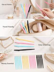 60pcs/24pcs/12pcs/6pcs/1pc Eyebrow Shaving Set For Women And Men, Includes Storage Box With Safety Cap, Eyebrow Trimmer For Shaping And Grooming Beautiful Eyebrows, Facial Hair Removal Razor, Washable And Reusable, Suitable For Face And Body Hair Removal, Essential Tool For Hair Salon, Makeup And Beauty Industry And Daily Use, Beauty And Travel Accessory - Multicolor - View 6
