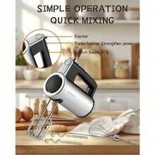 SOKANY 02017 800W 3-In-1 Food Processor, Combines Hand Mixer And Blender, 5-Speed Adjustment, Quickly Whips Cream, Egg Whites, Kneads Dough, 304 Stainless Steel Rod Easy To Clean, Essential Kitchen Tool For Daily Cooking And Baking. - Silver - View 3