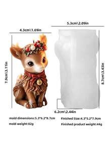 1pc 3D Deer Shaped Silicone Mold - Suitable For Aromatherapy Candles And Resin Crafts - A Reusable And Flexible DIY Handmade Tool With Intricate Animal Patterns And Asymmetrical Shapes To Create Unique Holiday Decorations - Elk Mold - View 5