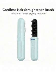 HYUNDAI Wireless Hair Straightener Brush MINI Capsule Cordless Hair Straightener With 3 Working Temperature Files Type-C Fast Charging - Blue - View 8