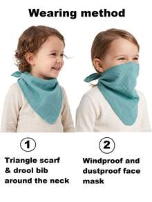 3 cái/gói yếm tam giác/khăn cổ/yếm thấm nước miếng màu trơn cho bé, khẩu trang/mặt nạ che mặt bằng gạc hai lớp mềm chống gió chống bụi, phù hợp cho mọi mùa - Nhiều màu - Xem 3