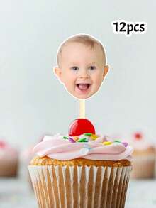 LICVIC Custom Photo Cupcake Toppers, Personalized Birthday Party Dessert Decor, Customized Picture Cake Decoration, Customizable Halloween Party Gift - Style a - View 12