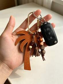 Date Palm Tree Keychain,Boho Keychain,Keychain,Bag Charm,Wood Bead Tassel Pendant,Car Key,Girls Gift,Backpack Decor,Commemorative Pendant,Back To School Gift,Date Palm Tree,Middle East National Day Souvenir,Travel Souvenir - Multicolor - View 9