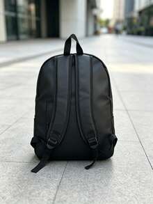 Daily Outdoor Casual Multi-Function Solid Color High School University Campus Backpack, Can Hold Tablet, Travel Vacation Backpack - Black - View 4