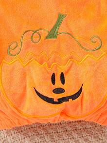 2pcs/Kids/Halloween/Pumpkin Embroidered Sleeveless Tank Top Set - Orange - View 3