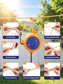 Retractable Travel Clothes Line, Camping Laundry Drying Rope, Portable Outdoor Clothesline With Carabiners, Adjustable Windproof Clothes Rope, Compact Travel Laundry Accessory, Indoor Outdoor Drying Line For Trip - Multiple Styles - View 9