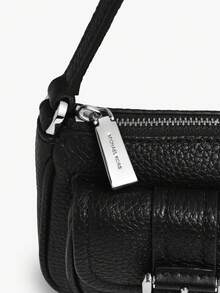 Michael Kors Women's MK Zoe Small Pebbled Shoulder Bag,Classic Retro Handbag Purse,Stylish Zip Hobo Bag For Shopping,Party - Black - View 11