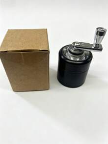 4-Layer Aluminum Alloy Manual Spice Grinder, Metal Polished Hand Crank Herb Grinder, Portable Mortar And Pestle Grinding Tool, High-End Gift For Kitchen And Home Use - Black - View 10