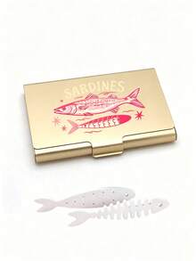 Jewelry Storage Box With Colorful Sardine Pattern; Jewelry Organizer Box. Aluminum Alloy Jewelry Storage Box, Travel Jewelry Storage Box, Metal Business Card Holder, Daily Use Jewelry Box, Accessory Storage, Suitable For Small Earrings, Rings, Pendants, Birthday Gift, Halloween Christmas Gift - Multicolor - View 12