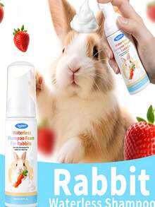 Waterless Strawberry Scented Rabbit Shampoo Foam - Quick Drying, Suitable For Small Animals, Rabbits And Pets, Stress-Free Care - 1PC - View 1