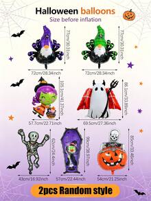 2pcs Halloween Foil Balloons, (Witch, Spider, Skeleton, Pumpkin) Random Styles, Suitable For Halloween Theme, Haunted House, Witch Party, Skeleton Theme, Photo Props, Pumpkin Party, Trick Or Treat - Multicolor - View 10