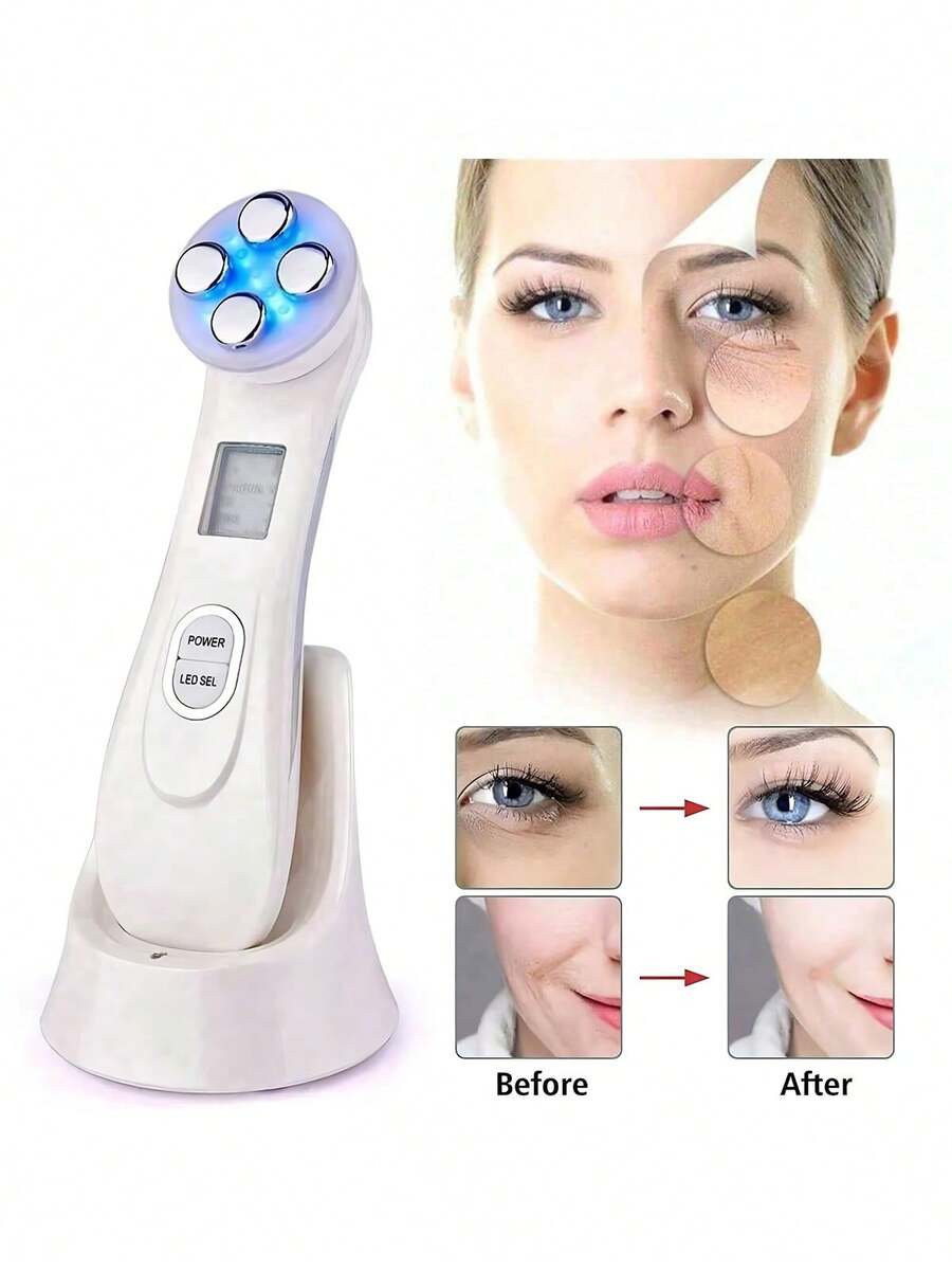 New Mini Facial Beauty Device, LED Skin Rejuvenation Massage Stick, Facial Skin Care Massager, LED Photon Skin Rejuvenation Device, USB Rechargeable Home Beauty Instrument For Face And Neck, Battery Capacity: 400mAh