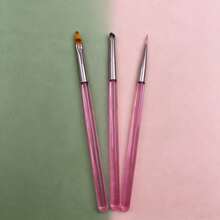 Transparent Pink Handle Nail Art Brushes 8Pcs Professional Manicure Painting Liner Drawing Pen For Beginner DIY Nail Design - Pink - View 5