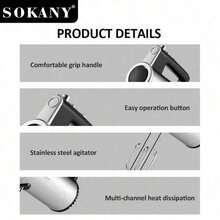 SOKANY 02017 800W 3-In-1 Food Processor, Combines Hand Mixer And Blender, 5-Speed Adjustment, Quickly Whips Cream, Egg Whites, Kneads Dough, 304 Stainless Steel Rod Easy To Clean, Essential Kitchen Tool For Daily Cooking And Baking. - Silver - View 7