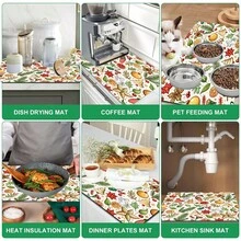 1pc Christmas Diatomaceous Earth Absorbent Dish Drying Mat, Cartoon Style, Suitable For Kitchen Countertop, Home Dining Table Decor, Coffee Machine Mat, Breakfast Mat, Table Mat And Holiday Party Decoration - Multicolor - View 8