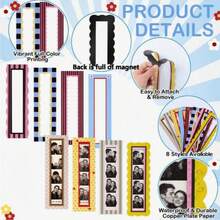 8/2pcs Magnetic Photo Frame Set, Refrigerator Magnet Photo Frame, Colorful Vintage Style Vertical Photo Frame, Suitable For Refrigerator, Kitchen And Home Decor - Multicolor - View 2