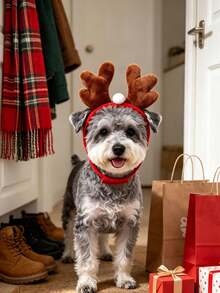 Christmas Reindeer Antlers Pet Headband With Adjustable Hook And Loop Strap; Decorative Accessory For Dogs And Cats. Suitable For Christmas Dress-Up, Holiday Parties, Holiday Pet Photography And Christmas Gifts For Pets. - Multicolor - View 6