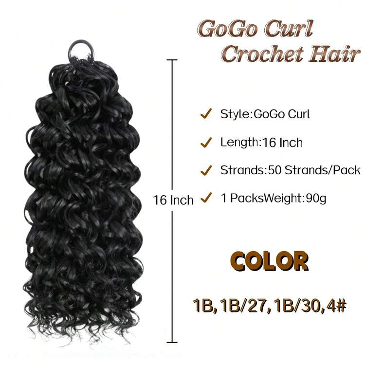Ekstensi Rambut Bulu 16 Inci, Kepang Rajut Keriting, 50 Helai, 90g, Rambut Kepang Gelombang Dalam Alami, Kepang Gelombang Air Gaya Bohemian, Bahan Sintetis - Ombre pirang - View 3
