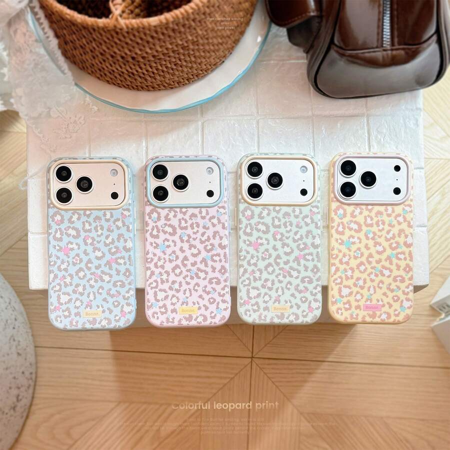 Funda de teléfono con estampado de leopardo y estrella GUCADI, compatible con Apple 17pm, 18 Pro, estilo coreano dulce y fresco, brillante 15, carcasa suave 16, personalizada 13, estilo femenino, estilo vintage, estilo geométrico, estilo minimalista, estilo de bloques de color, estilo de nicho, estilo