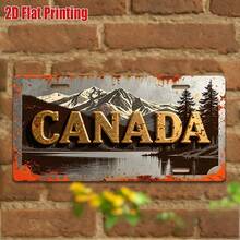 2D Flat Style, 1pc Vintage Canada Metal Sign, Suitable For All Vehicles 2D Flat Vintage License Plate Wall Decor, Country Style Garage, Cave And Cabin Decoration, Christmas Gift For Canada Enthusiasts (Random Style) - A - View 6