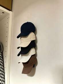 1/2pcs Hanging Hat Storage Rack, Multi-Layer Slot Hat Hooks, Fits Various Curved Brim Hats, Wall-Mounted For Closet Side, Bedroom, Entryway, Wardrobe, Practical Hat Organizer Shelf - Black - View 3