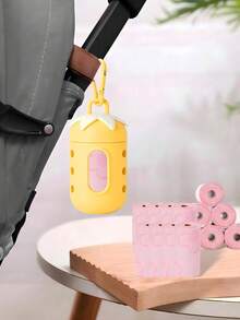 PVC Dispenser/1 Box + 120 Garbage Bags/1 Box/120 Garbage Bags. This Portable Stroller Garbage Bag Dispenser Storage Box Uses Thickened, Scented Printed Plastic Bags, Suitable For Outdoor Travel, Strollers, Cars And Home Use. Also Suitable For Pets. - Multicolor - View 2