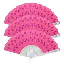1/3/12 piezas D EXCEED Abanico de mano para fiesta de baile, abanico español para mujer, plegable con lentejuelas, para fiesta, boda, iglesia, festivales de música y carnaval - multicolor - Ver 50