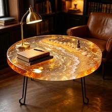 19.69in Large Diameter Round Epoxy Resin Tabletop Silicone Mold, DIY Ocean Beach Landscape Round Table Coffee Table Casting Mold, Flexible Foldable Easy Demolding, Handmade Resin Art Tabletop Making Tool - 19.69in River Table Silicone Mold - View 4