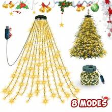 Lampu Hias Natal LED 400/220 untuk Dalam Ruangan | Lampu Pohon Air Terjun Kode 20/11 2m, Bertenaga USB, Lampu Manik-manik Kecerahan Tinggi, 8 Mode, Cocok untuk Taman, Teras, Rumah, Dekorasi Pohon Natal, Dekorasi Liburan, Perencanaan Acara - MultiWarna - View 8