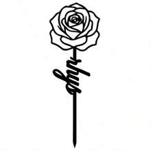 1pc Customized Floral Memorial Stake, Metal Tombstone, Rose Cemetery Plaque, Birth Flower, Memorial Garden Stake - Black - View 13
