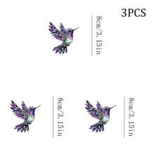 1/2/3PCS Gemstone Rhinestone Purple Green Hummingbird Heat Transfer Iron-On Patch, Luxury Crystal Bird Iron-On Sticker, DIY Decoration For T-Shirt, Hoodie, Pillow, Fabric Bag Patch - Multicolor - View 4