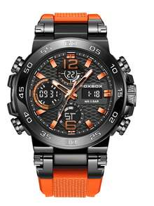 LIGE Men's Sports Fashion Dual Display Luminous Alarm Waterproof Electronic Watch - Black - View 15