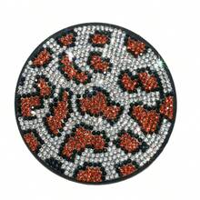 Tatakan Gelas Mobil Motif Leopard Berkilau dengan Rhinestone, Tatakan Minuman Berkilau 2,75 Inci, Aksesori Dekorasi Interior Kendaraan, Tahan Noda - A - View 6