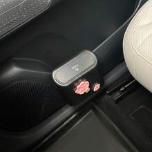 1pc Resin Peach Blossom Cherry Blossom Car Trash Can, Multi-Functional Car Door Hanging Storage Bucket, Floral Decorative Accessory, Front And Rear Row Umbrella And Miscellaneous Item Storage, Car Interior Organizer - Multicolor - View 5