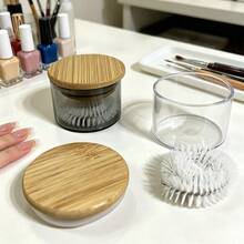 1pc Round Spiral Brush Filter Nail Art Brush Cleaning Cup, Nail Art Brush Light-Proof Cleaning Box, Multi-Function Cleaning & Soaking Box, Rhinestone Pearl Glitter Storage Box - Multicolor - View 2