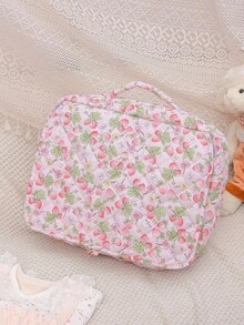 Large Capacity Travel Luggage Bag Multifunctional Storage Bag Pink Floral Print Luggage Organizer Bag Foldable Clothing Storage Bag,Wash Bag - Multicolor - View 13