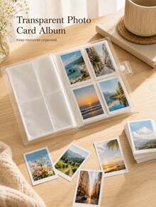 1pc 160-Slot Transparent Photo Album, Can Store Photos, Movie Tickets, Celebrity Cards And Postcards, Also Suitable As An Artistic Scrapbook - A - View 3